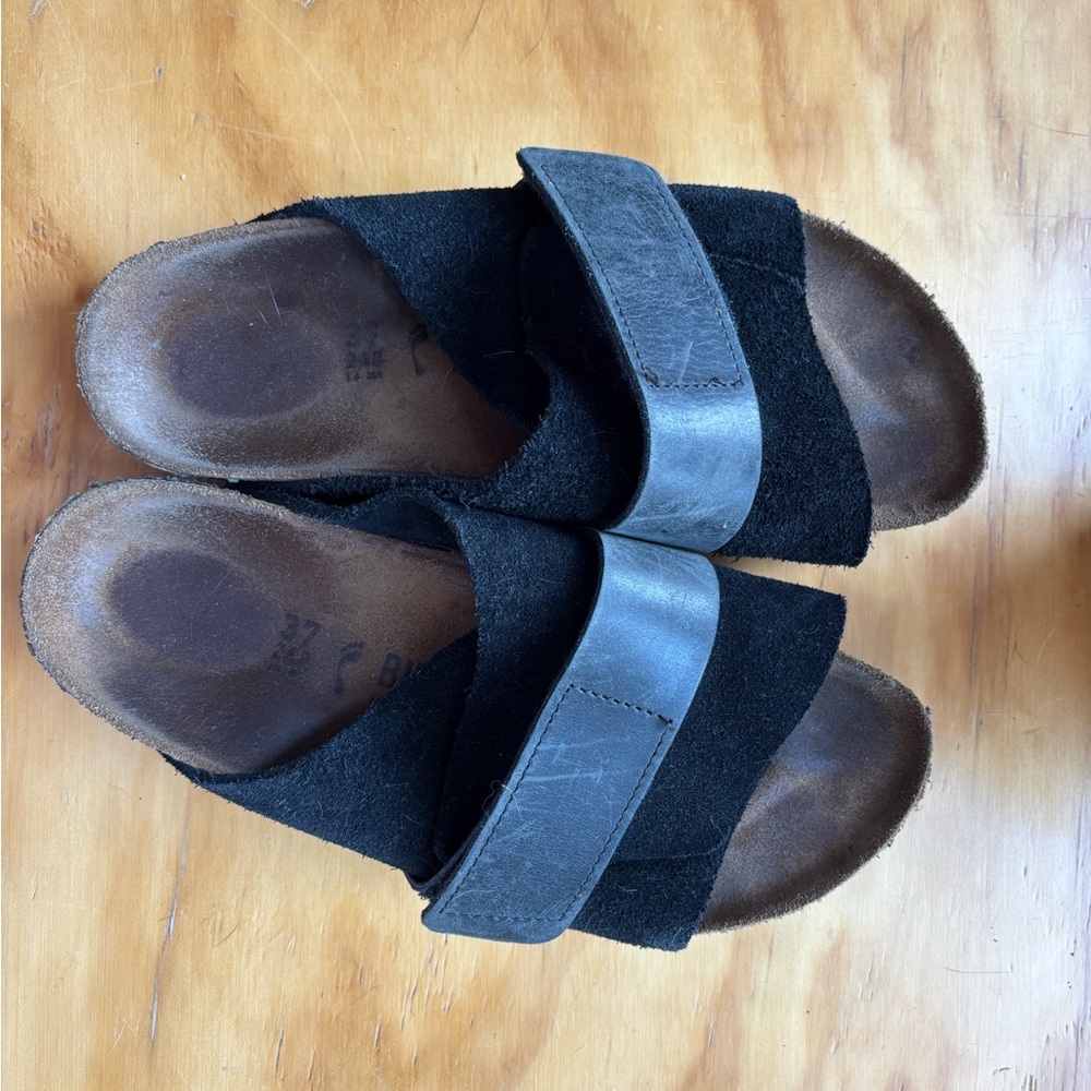 Birkenstock Kyoto Nubuck Black Suede Sandals